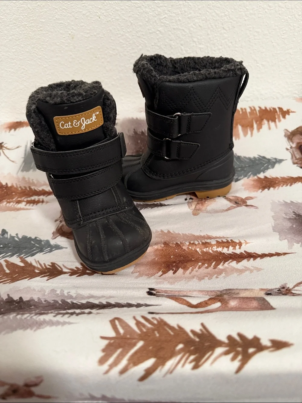 Cat & Jack Black Kids Waterproof Winter Boots with Fleece Lining
